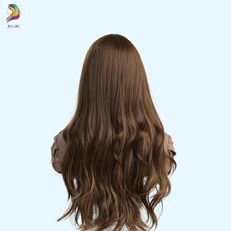 Puede incluir: Peluca larga y ondulada de cabello humano marr&oacute;n. La peluca est&aacute; dise&ntilde;ada con ondas sueltas y cae hasta los hombros.