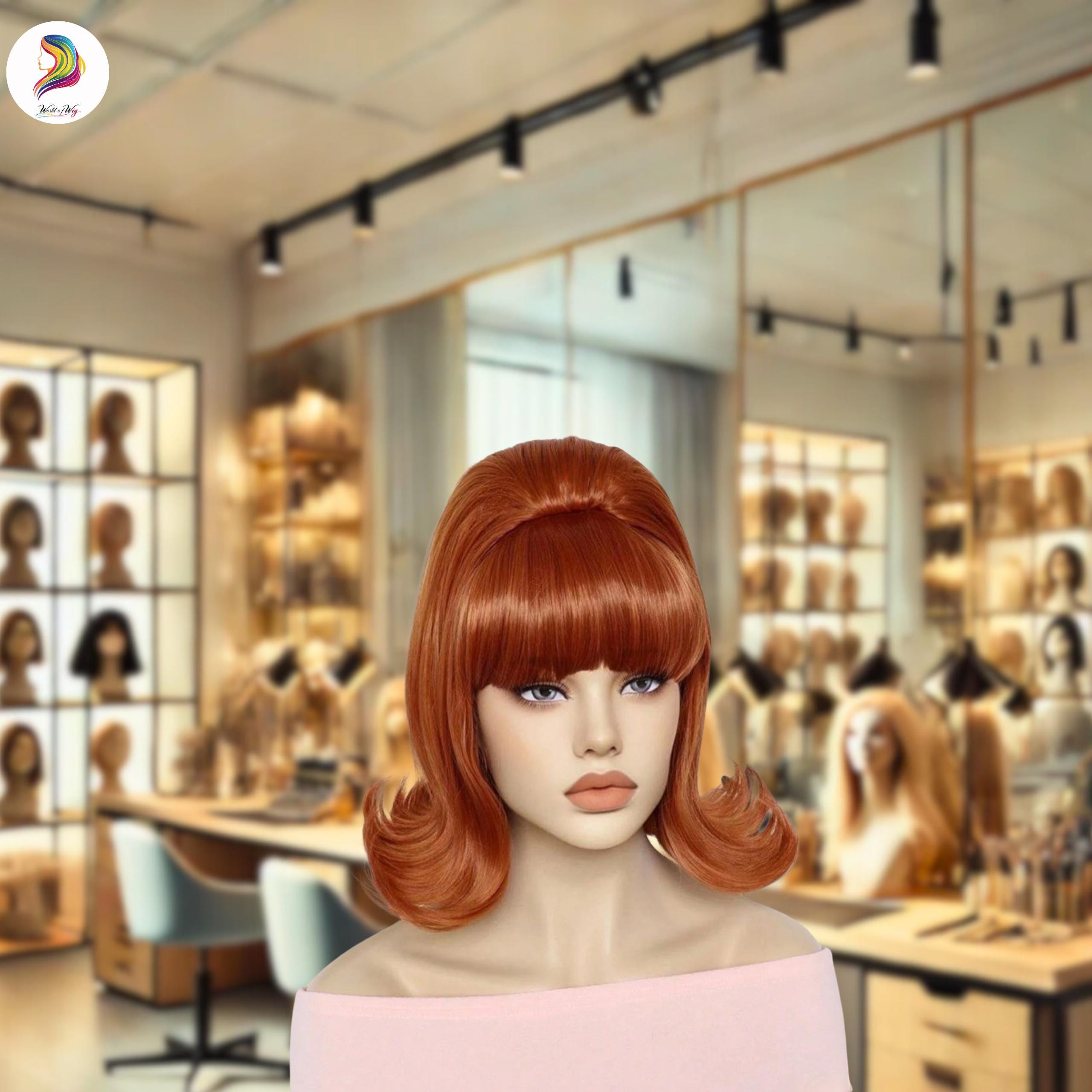Orange retro 60s beehive wig Orange Beehive Wig - Etsy main image 3
