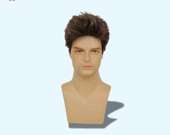 Men's Brown Wig, Natural-Looking Short Wig for Men, Comfortable Synthetic Hairpiece, Stylish Men's Hair Replacement Wig