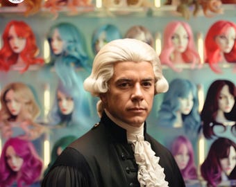 Colonial Wig for Men, George Washington Costume Wig, White Curly Historical Wig, 70s Theater Cosplay Wig, Founding Fathers Wig