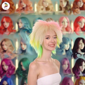 80s Rock Star Wig for Women, Spiky Disco Wig with Capless Cap, Colorful Retro Party Wig, Straight Synthetic Cosplay Wig