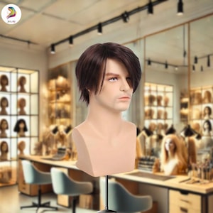 Short Brown Wig for Men – Straight Heat-Resistant Synthetic Hair, Natural Look Costume Wig for Daily Use, Cosplay, or Themed Events