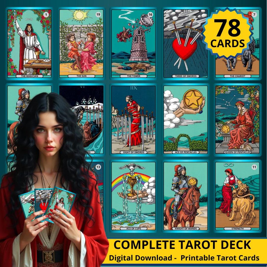 Complete Digital Tarot Deck Cards - Digital Tarot Deck - 78 Tarot Cards ...