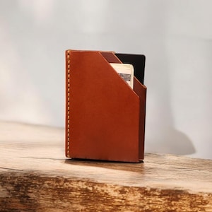Personalized Slim Leather Card Holder Minimalist Front Pocket Wallet Handmade Leather Wallet with Gift Box Anniversary Gift for Men