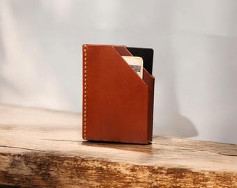 Personalized Slim Leather Card Holder Minimalist Front Pocket Wallet Handmade Leather Wallet with Gift Box Anniversary Gift for Men