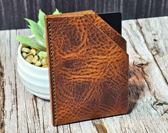 Personalized Slim Leather Card Holder Minimalist Front Pocket Wallet Handmade Leather Wallet with Gift Box Anniversary Gift for Men