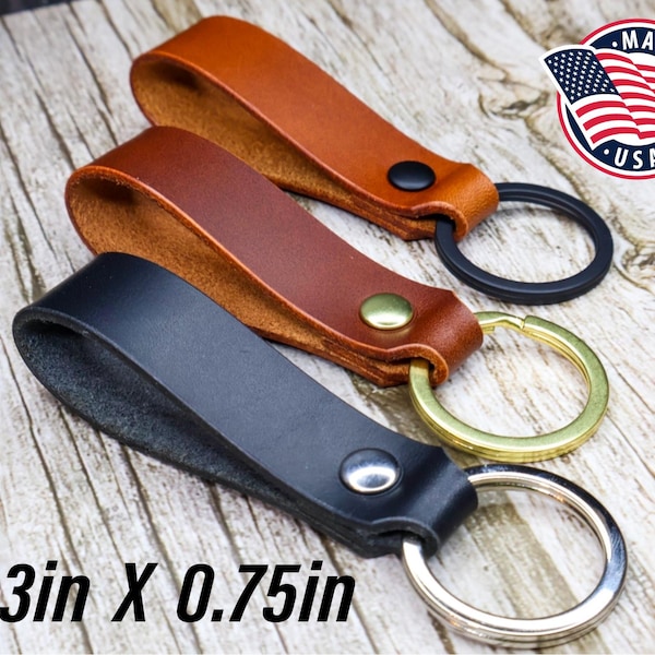 Custom Leather Keychain | Personalized Leather Keychain | Custom Name Keychain | Engraved Keychain | Leather Key Fob | 3.3in x 0.75in