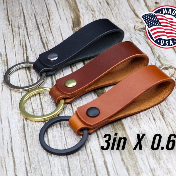 Custom Leather Keychain | Personalized Italian Leather Keychain | Custom Name Keychain | Engraved Keychain | Leather Key Fob | 3in x 0.6in