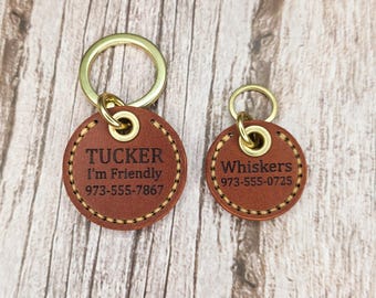 Custom Dog Tag Personalized – Pet ID Tag for Dogs & Cats – Dog Name Tag, Cat Name Tag, Leather Tag – Dog Mom Gift, Pet Accessories
