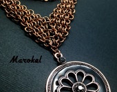 Chain Maille Choker Copper Enameled Disc Oxidized links Adjustable Vee Neck Choker