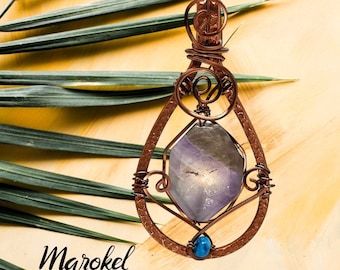 Amethyst Copper Pendant Copper Wire Wrapped