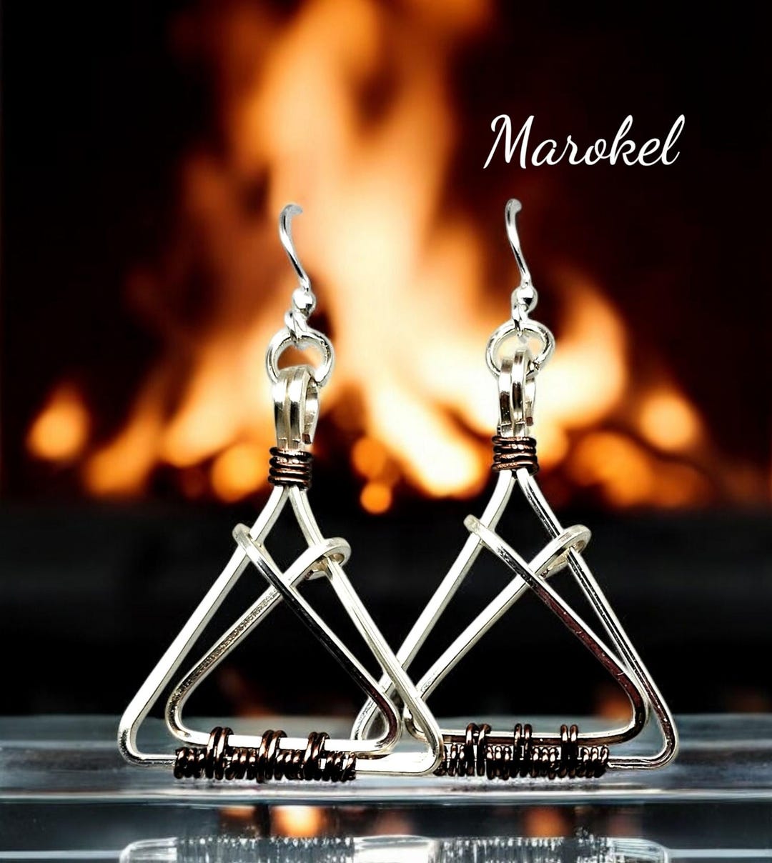 Triangle Crossover Earrings Silver Wire Square Wire Wrapped - Etsy