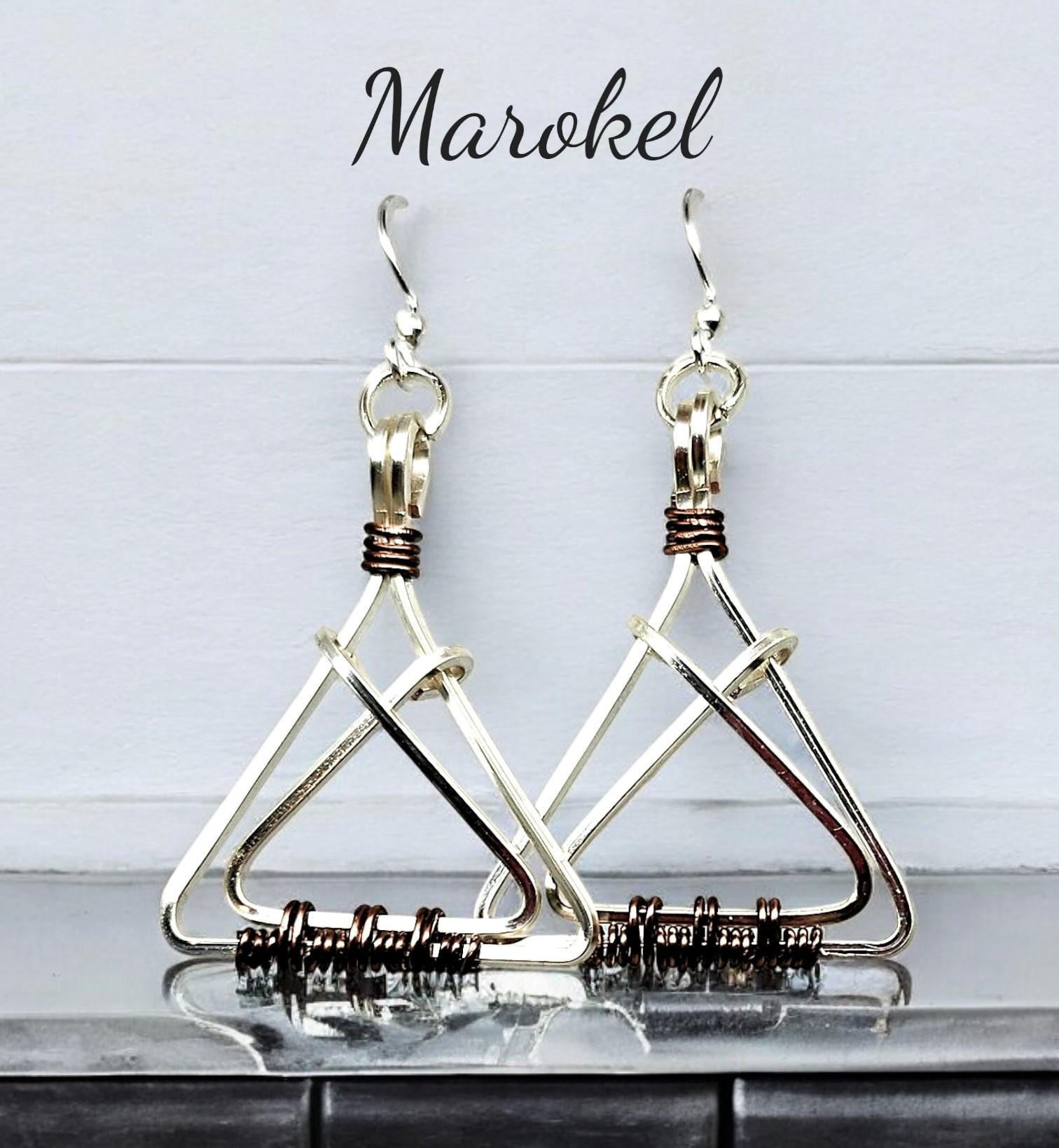 Triangle Crossover Earrings Silver Wire Square Wire Wrapped - Etsy