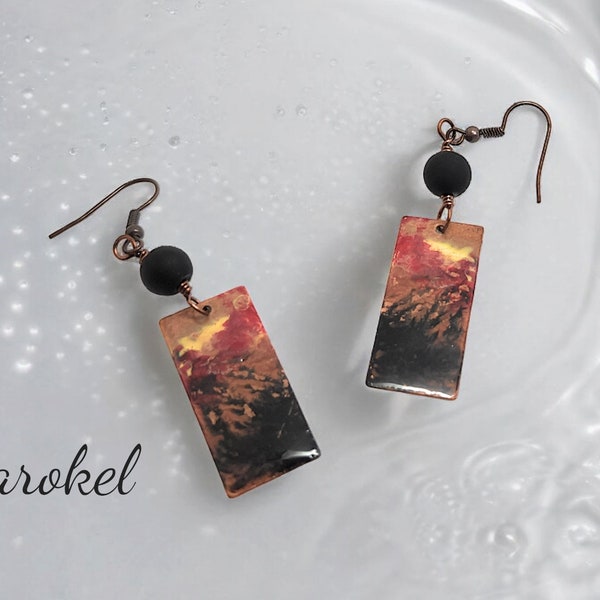 Flame Painted Copper Jewelry Etsy