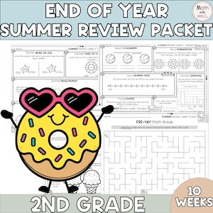 2nd Grade Summer Math Packet | End of Year Review Worksheets | Printable Math Activities