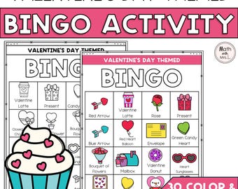 Juego de San Valentín, Bingo de San Valentín con 30 cartones únicos, Noche de juegos para niños, Juego para el aula, Descarga digital imprimible, Oficina de vacaciones