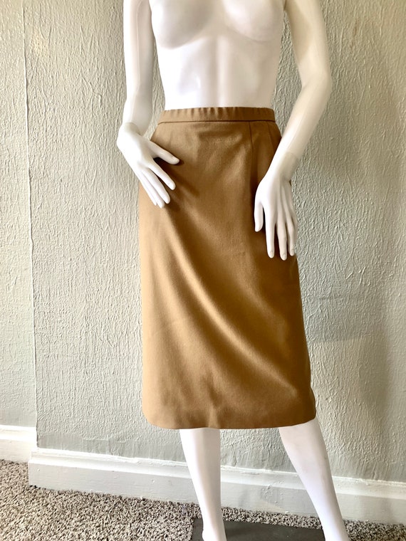 Vintage Pendleton Camel Pencil Skirt - Lined, 100… - image 1