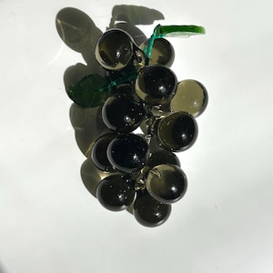 MCM Glass Grape Clusters | Olive Green | 7 Colors Avail. Solid Glass Grapes | Tabletop Decor | Vintage Kitsch Grapes Collectibles