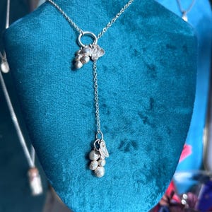 Uva Lariat Handmade Y Necklace with Grape Charms - Made from Upcycled Sterling Silver