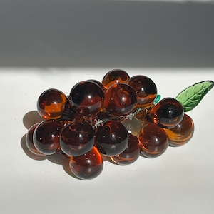 MCM Glass Grape Clusters  | 4 Colors | Solid Glass Grapes | Tabletop Decor | Vintage Kitsch Grapes