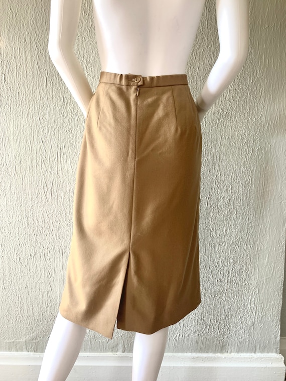 Vintage Pendleton Camel Pencil Skirt - Lined, 100… - image 3