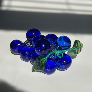 MCM Glass Grape Clusters | 4 Colors Avail. |Solid Glass Grapes | Tabletop Decor | Vintage Kitsch Grapes Collectibles