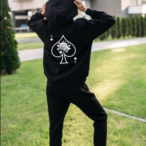 Pik Dame Hoodie Damen | Queen of Spades Hoodie | Spielkarten Kapuzenpullover | Partnerlook | Valentinstag Geschenk | Geschenk für Sie