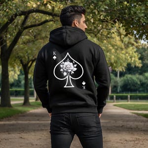 Pik König Hoodie Herren | Spielkarten Hoodie Pik König | Kapuzenpullover | King of Spades Hoodie | Partnerlook Valentinstag Geschenk