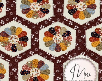 Quilt Flower Fall Colors Ditsy Floral Vintage Seamless Fabric Design (Digital Download) Commercial Use