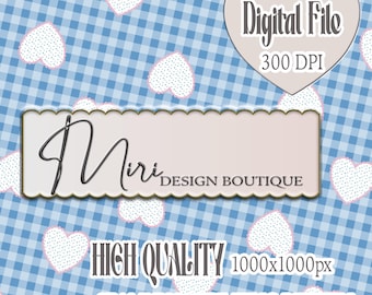 Hearts Ditsy Blue Vintage Flower Stitch Pattern Seamless Fabric Design (Digital Download) Commercial Use