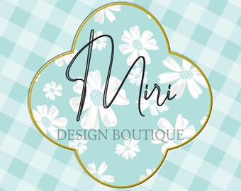 Mint Green Gingham Daisy Floral Seamless Pattern: Vintage Fabric Print (Digital Download) Commercial Use