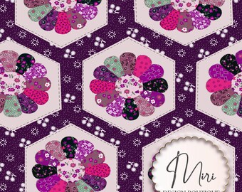 Quilt Flower Berry Pink Purple Colors Ditsy Floral Vintage Seamless Fabric Design (Digital Download) Commercial Use