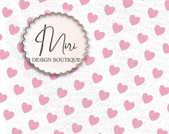 Blush Pink Hearts Vintage Design Seamless Pattern Repeating Background Digital Download Commercial Use Fabric Sewing Project Scrapbooking