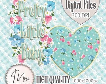 Vintage Floral Seamless Pattern: Mint Green Daisy Fabric Design (PNG, JPG Digital Download)
