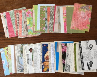 Mixed Paper Scrap Lot - Fifty 4x6 Papers Antique and Vintage Books Graphics Text Novels and Cardstock Paper Arts Mixed Media Junk Journals
