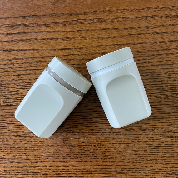 Tupperware Twist Top Salt and Pepper Shakers Almond and Taupe Etsy
