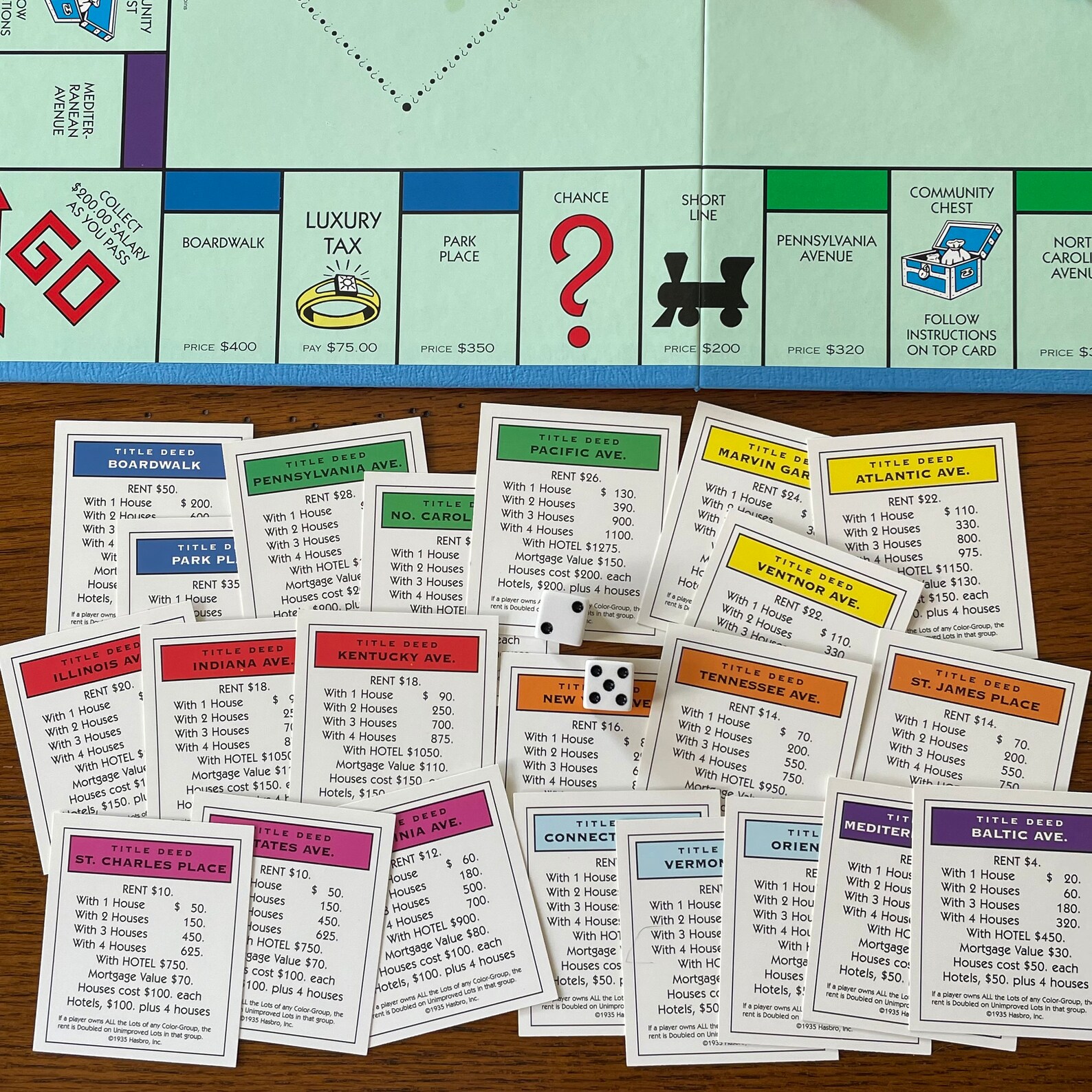 Original Monopoly Board Game Cards