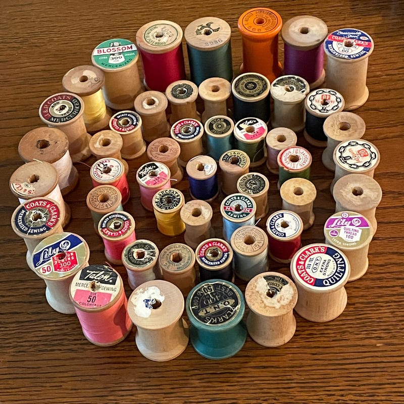 Wood Thread Spools Vintage - Etsy