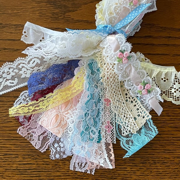 Grab Bag of Lace for Clusters - Snippets - Slow Stitch  - Paper Crafting - Junk Journals - Stash Builder - Twenty 20” pcs (11 yds)