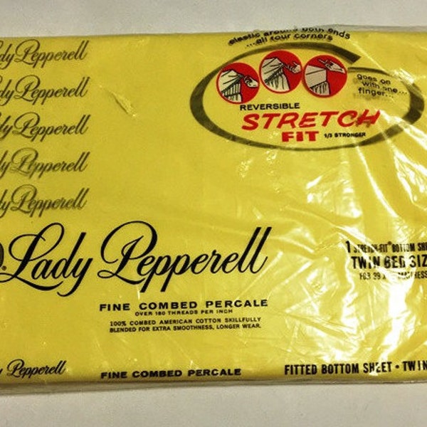 Lady Pepperell Blatt, fein gekämmt Perkal ausgestattet Twin Bettuch, gelben Spannbetttuch