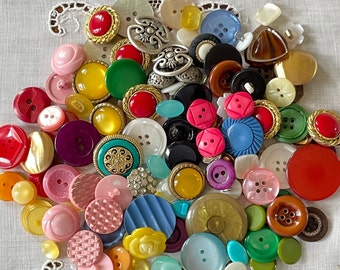 1) Vintage Button Assortment - MOP - Metal - Plastic - Bakelite - Wood- Pearl - Crafts Sewing Paper Arts