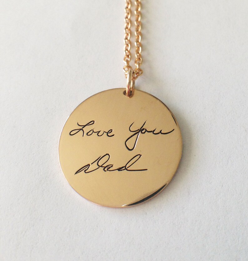 Gold Handwriting Jewelry Gold Handwriting Necklace Gold Etsy