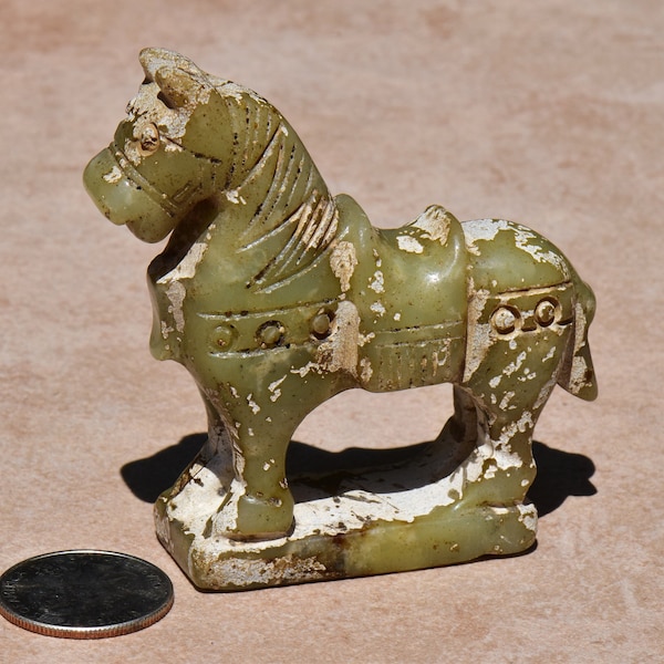 Vintage Jade Horse Figurine Statue