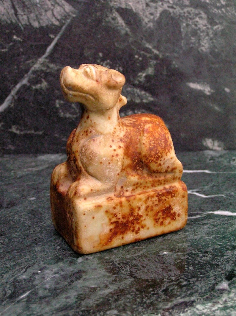 Antique Jade Dragon Seal Figurine Statue image 1