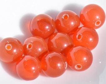 Vintage Natural Red Agate Round Beads - Ten 10 Piece 8 mm Bead Set
