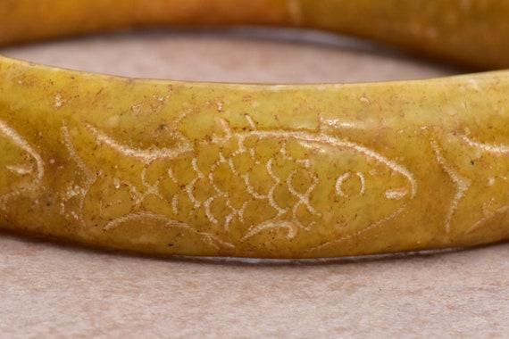 62 mm Antique Jade Fish Bangle - image 5