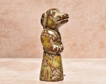 Vintage Jade Dog Man Figurine Pendant Statue