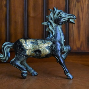 Vintage Bronze Horses Dragon-Phoenix Horse Figurine Statues image 4
