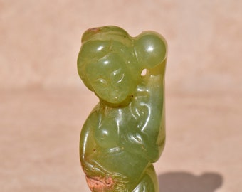 Vintage Jade Courtesan Music Lady Figurine Pendant Statue