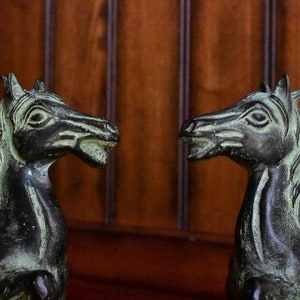 Vintage Bronze Horses Dragon-Phoenix Horse Figurine Statues image 2